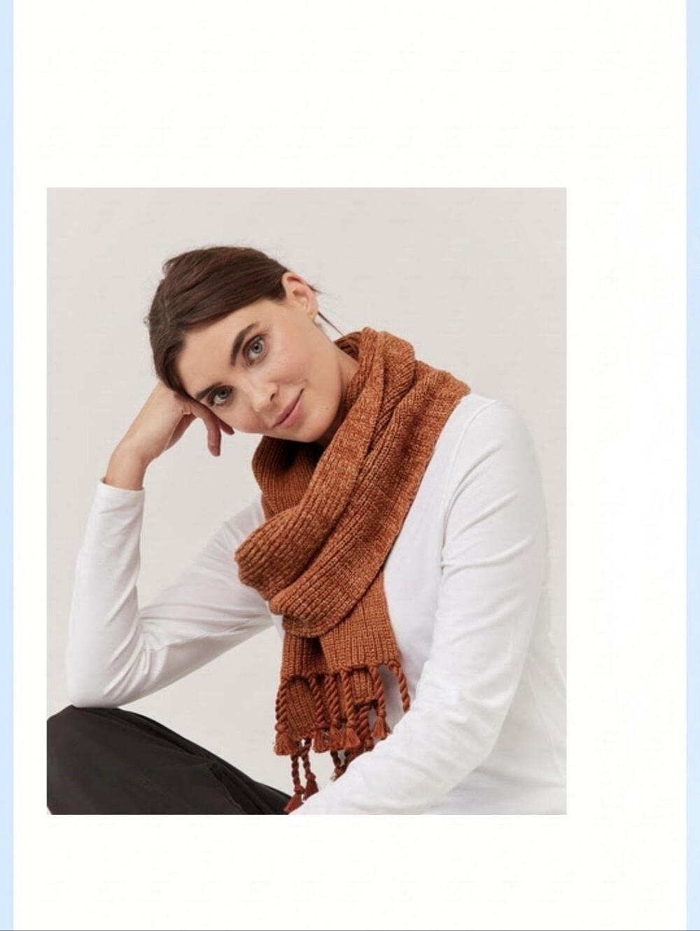 PACT Gingerbread Yarn Dye Ombre Cozy Knit Fringe Scarf NWT OS